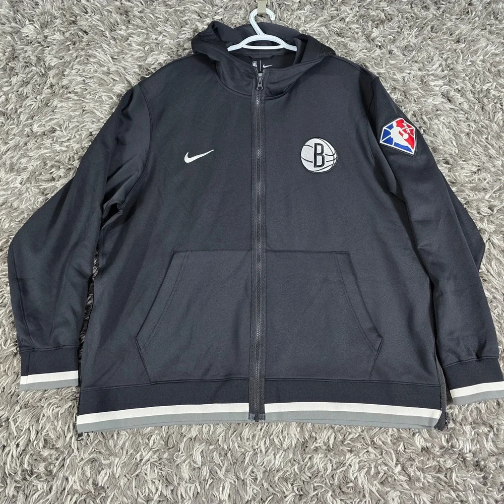 Nike Brooklyn Nets NBA Dri-FIT Full Zip Hoodie Black Mens 3XL DB1020-010
